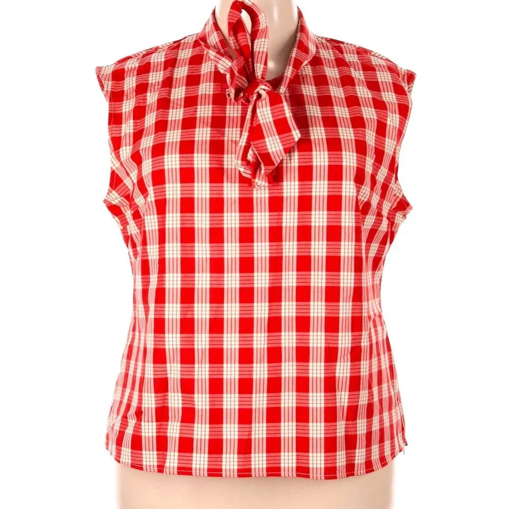 Retrolicious Tie-Nick Shirt - Red Plaid - Picture 1 of 3